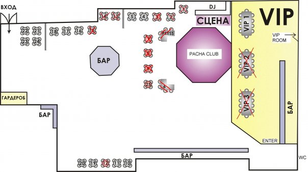 Вид помещения в клубе PACHA