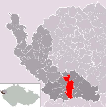 Положение города Maрианские Лазни в районе Хеб